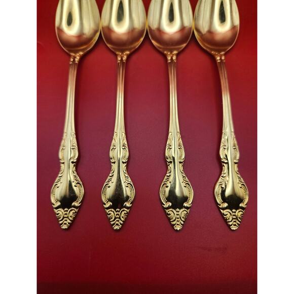 Set of 4 Golden Rexford Gold Electroplate Teaspoons 6.25” National Stainless - Picture 5 of 7